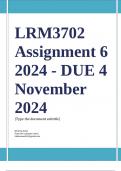 LRM3702 Assignment 6 (COMPLETE QUESTIONS & ANSWERS) Semester 2 2024 - DUE 4 November 2024 ;100 % TRUSTED workings, Expert Solved, Explanations and Solutions