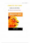 Test Bank for Absolute Java 6th Edition by Walter Savitch, Kenrick Mock, All Chapters 1-20 |Complete Guide A+