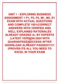  UNIT 1 - EXPLORING BUSINESS ASSIGNMENT 1 P1, P2, P3, M1, M2, D1 EXAM WITH ACTUAL QUESTIONS AND COMPLETE 100%CORRECT ANSWERS WITH VERIFIED AND WELL EXPLAINED RATIONALES ALREADY GRADED A+ BY EXPERTS |LATEST VERSION 2024 WITH GUARANTEED SUCCESS AFTER DOWNLO