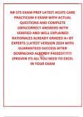 NR 575 EXAM PREP LATEST ACUTE CARE PRACTICUM II EXAM WITH ACTUAL QUESTIONS AND COMPLETE 100%CORRECT ANSWERS WITH VERIFIED AND WELL EXPLAINED RATIONALES ALREADY GRADED A+ BY EXPERTS |LATEST VERSION 2024 WITH GUARANTEED SUCCESS AFTER DOWNLOAD ALREADY PASSED