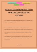 HEALTH ASSESSMENT HESI EXAM PRACTICE QUESTIONS AND ANSWERS