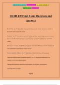 HUSR 470 Final Exam Questions and Answers