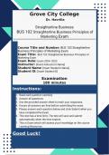  Straighterline Business 2024-2025  BUS 102 Straighterline Principles of Marketing Grove City College, Dr. Havrilla Exam 1 (Chapter 1-6) Questions and Answers | 100% Pass Guaranteed | Graded A+ |