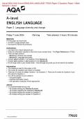  ACTUAL 2024  AQA A- LEVEL  ENGLISH LANGUAGE 7702/ 2MERGED QUESTION PAPER +MARKING SCHEME 