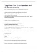 Transitions Final Exam Questions And All Correct Answers.