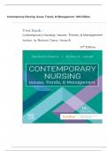 Test Bank - Contemporary Nursing: Issues, Trends, & Management 10th Edition (Author: by Barbara Cherry,2024) Latest Edition || All Chapters