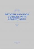 OPTICIAN NAO BOOK 1 QUIZZES WITH CORRECT ANS!!