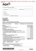  ACTUAL 2024  AQA A- LEVEL FRENCH 7652/ 1 PAPER 1 MERGED QUESTION PAPER +MARKING SCHEME + INSERT +LISTENING