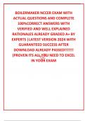 BOILERMAKER NCCER EXAM WITH ACTUAL QUESTIONS AND COMPLETE 100%CORRECT ANSWERS WITH VERIFIED AND WELL EXPLAINED RATIONALES ALREADY GRADED A+ BY EXPERTS |LATEST VERSION 2024 WITH GUARANTEED SUCCESS AFTER DOWNLOAD ALREADY PASSED!!!!!!! (PROVEN ITS ALL YOU NE