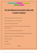 NU 410 Midterm Exam Study Guide with Complete Solutions