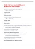 NUR 202 Test Bank 202 Exam 1 Questions and Answers