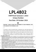 LPL4802 October November PORTFOLIO (ANSWERS) Semester 2 2024 - DISTINCTION GUARANTEED