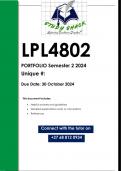 LPL4802 Portfolio (QUALITY ANSWERS) Semester 2 2024