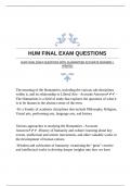 HUM FINAL EXAM QUESTIONS WITH GUARANTEED ACCURATE ANSWERS |VERIFIED