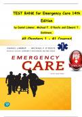 Test Bank for Emergency Care 14th Edition by Daniel Limmer, Michael F. O'Keefe and Edward T. Dickinson, A+ guide | All Chapters Covered