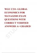 WGU C211- GLOBAL ECONOMICS FOR MANAGERS EXAM QUESTIONS WITH CORRECT VERIFIED ANSWERS A+ GRADED