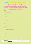 Memmler's Chapter 6: The  Integumentary System Questions and  Correct Answers the Latest Update and  Recommended Version