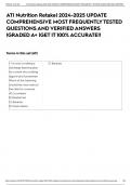 ATI Nutrition Retake| 2024-2025 UPDATE COMPREHENSIVE MOST FREQUENTLY TESTED QUESTIONS AND VERIFIED ANSWERS |GRADED A+ |GET IT 100% ACCURATE!!