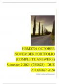 HRM3701 OCTOBER NOVEMBER PORTFOLIO (COMPLETE ANSWERS) Semester 2 2024 (785623) - DUE 28 October 2024