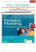 FULL TEST BANK Davis Advantage for Pediatric Nursing Critical Components of Nursing Care Third Edition by Diane Rudd, Kathryn ; Kocisko Graded A+   