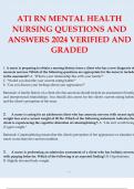 ATI RN MENTAL HEALTH NURSING QUESTIONS AND ANSWERS 2024 VERIFIED AND GRADED