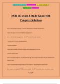 NUR 113 exam 1 Study Guide with Complete Solutions