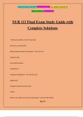 NUR 113 Final Exam Study Guide with Complete Solutions