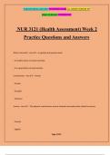 NUR 3121 (Health Assessment) Week 2 Practice Questions and Answers