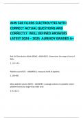 AHN 568 FLUIDS ELECTROLYTES WITH CORRECT ACTUAL QUESTIONS AND CORRECTLY  WELL DEFINED ANSWERS LATEST 2024 – 2025  ALREADY GRADED A+    