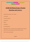 NURP 424 Pharm Exam 1 Practice Questions and Answers