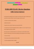 NURS 1005 EXAM 1 Review Questions with Correct Answers