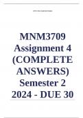 MNM3709 Assignment 4 (COMPLETE ANSWERS) Semester 2 2024 - DUE 30 October 2024; 100% TRUSTED Complete, trusted solutions and explanations Ensure your success with us... 