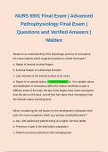 NURS 6501 Final Exam | Advanced Pathophysiology Final Exam | Questions and Verified Answers | Walden