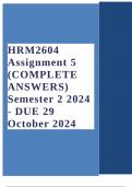 HRM2604 Assignment 5 (COMPLETE ANSWERS) Semester 2 2024 