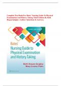 Complete Test Bank:For Bates' Nursing Guide To Physical Examination And History Taking Third Edition By Beth Hogan-Quigley (Author) Questions & Answers.