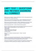 LMPT TEST 1 QUESTIONS AND REVISED ANSWERS ALL CORRECT 