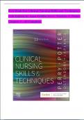 Clinical Nursing Skills and Techniques, 11th Edition TEST BANK by Anne Griffin Perry, Patricia A. Potter, Verified Chapters 1 - 43, Complete Newest Version