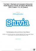 Test Bank For Stanhope and Lancaster's Community Health Nursing in Canada 4th Edition by Sandra A. MacDonald||ISBN NO:10,0323693954||ISBN NO:13,978-0323693950||All Chapters||Complete Guide A+