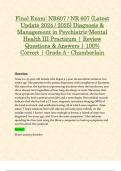 Final Exam: NR607 / NR 607 (Latest Update 2024 / 2025) Diagnosis & Management in Psychiatric-Mental Health III Practicum | Review Questions & Answers | 100% Correct | Grade A - Chamberlain