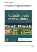 Test Bank - Stanhope and Lancasters Community Health Nursing in Canada, 4th Edition (MacDonald, 2022), Chapter 1-18 | All Chapters Verified