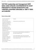 VATI RN Leadership and Management 2019 |2024-2025 UPDATE COMPREHENSIVE MOST FREQUENTLY TESTED QUESTIONS AND VERIFIED ANSWERS |GRADED A+ |GET IT 100% ACCURATE!!