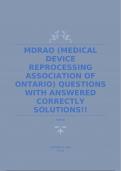 MDRAO (MEDICAL DEVICE REPROCESSING ASSOCIATION OF ONTARIO) QUESTIONS WITH ANSWERED CORRECTLY SOLUTIONS!!