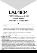  LML4804 PORTFOLIO (ANSWERS) Semester 2 2024 - DISTINCTION GUARANTEEDV