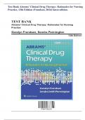 Test Bank Abrams’ Clinical Drug Therapy: Rationales for Nursing Practice, 13th Edition (Frandsen, 2024) latest edition.