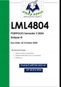 LML4804 PORTFOLIO (DETAILED ANSWERS) Semester 2 2024 - DISTINCTION GUARANTEED 