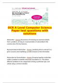   OCR A Level Computer Science Paper test questions with solutions  Abstraction - Answer the process of removing any excessive details from a problem, arriving at a representation of said problem that consists only of its key features.  Representational A