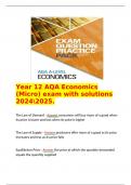   Year 12 AQA Economics (Micro) exam with solutions 20242025.   