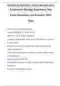 Automotive Damage Appraisers Test Exam Questions and Answers 100% Pass