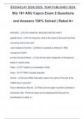 Bio 181 ASU Capco Exam 2 Questions and Answers 100% Solved | Rated A+