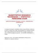 QUANTITATIVE RESEARCH TECHNIQUES + STATISTICS – PEREGRINE EXAM |GUARANTEED PASS